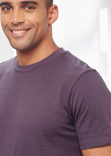 Cotton Traders Washed Plum Crew Neck Textured T-Shirt