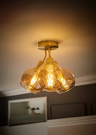 ValueLights Bellamy Brushed Gold Bubble Cluster Ceiling Light