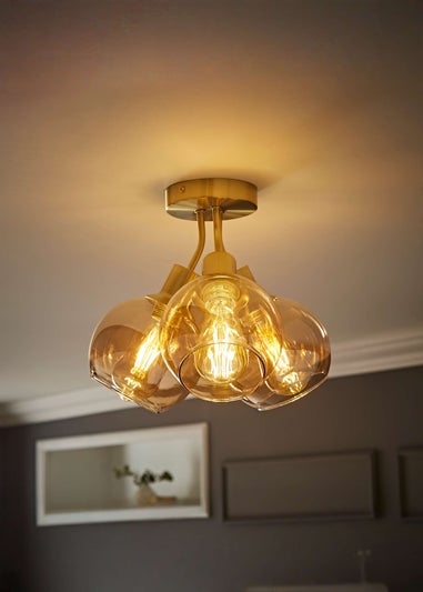ValueLights Bellamy Brushed Gold Bubble Cluster Ceiling Light