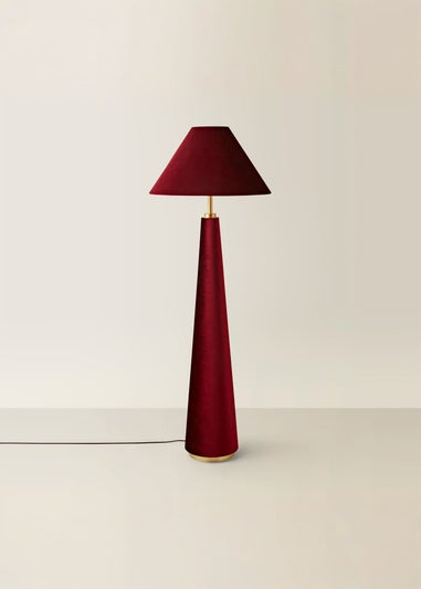 ValueLights Martha Conical Burgundy Velvet Midi Floor Lamp