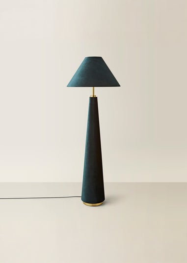 ValueLights Martha Conical Teal Velvet Midi Floor Lamp