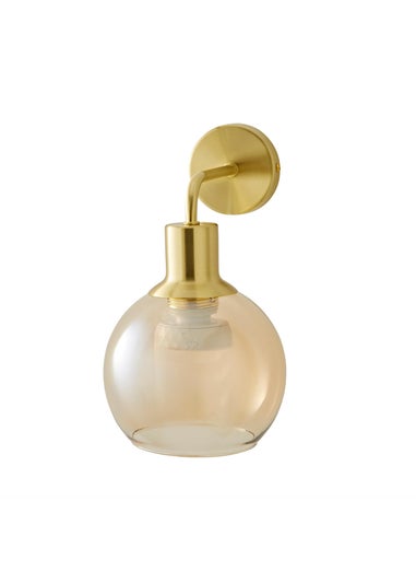 ValueLights Bellamy Pair of Gold Glass Globe Rechargeable Wall Lights