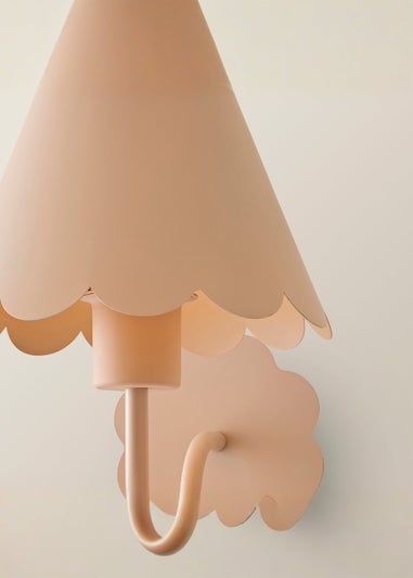 ValueLights Hattie Pair of Pink Scallop Rechargeable Wall Lights