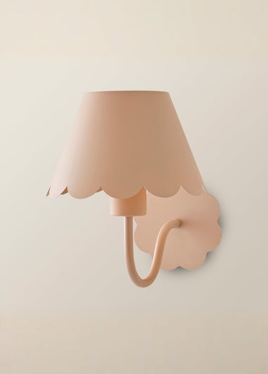 ValueLights Hattie Pair of Pink Scallop Rechargeable Wall Lights