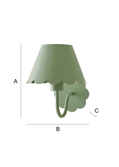 ValueLights Hattie Green Scallop Rechargeable Wall Light