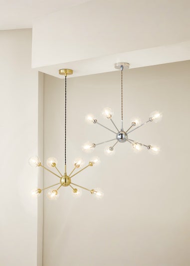 ValueLights Sputnik Chrome 8 Way Pendant Ceiling Light with Bulbs