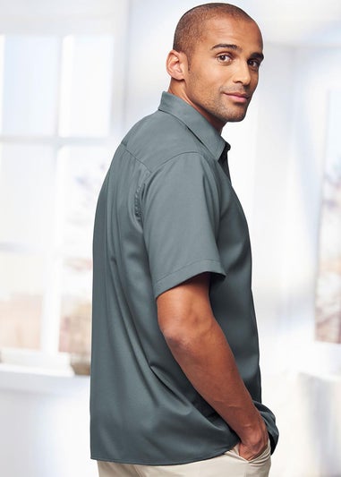 Cotton Traders Washed Aqua Short Sleeve Classic Soft Touch Plain Shirt