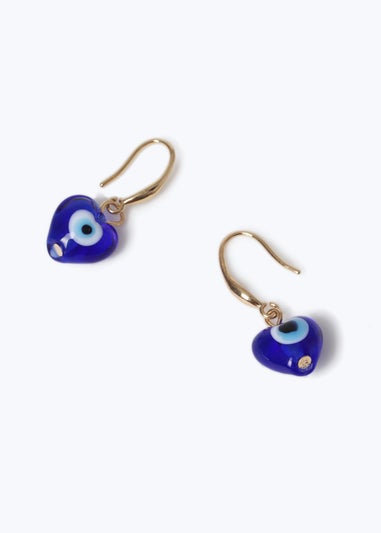 Muse Blue Evil Eye Heart Drop Earrings