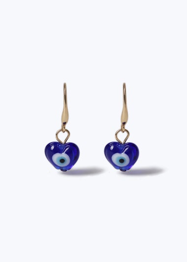 Muse Blue Evil Eye Heart Drop Earrings