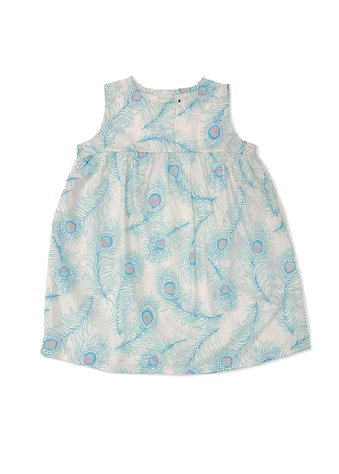 Lucy & Sam White Peacock Woven Swing Dress (9 Months to 6 Years)