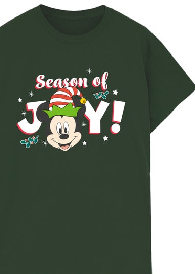 Disney Mickey Mouse Holly Jolly Christmas Forest Green Graphic T-Shirt