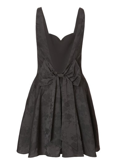 Quiz Black Satin Jacquard Mini Dress