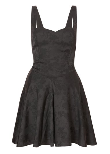 Quiz Black Satin Jacquard Mini Dress