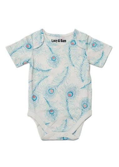 Lucy & Sam Pink Peacock 2 Pack Bodysuits (0 to 24 Months)