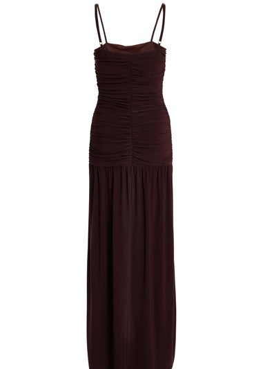 Quiz Brown Drop Waist Maxi Dress
