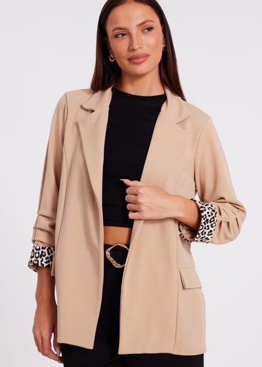 Quiz Stone Printed Cuff Blazer