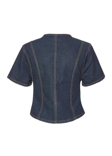 Quiz Blue Denim Button Front Top