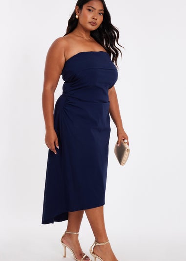 Quiz Navy Curve Bandeau Midi Dress