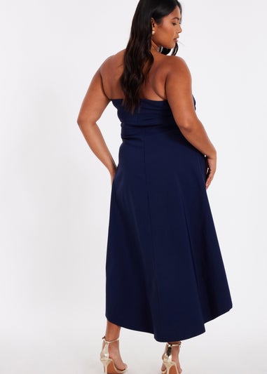 Quiz Navy Curve Bandeau Midi Dress
