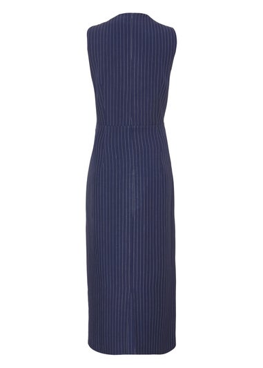 Quiz Navy Pinstripe Midi Dress