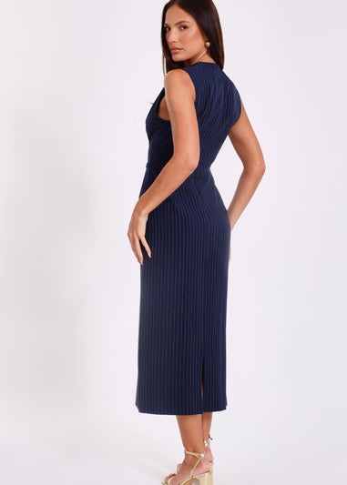 Quiz Navy Pinstripe Midi Dress