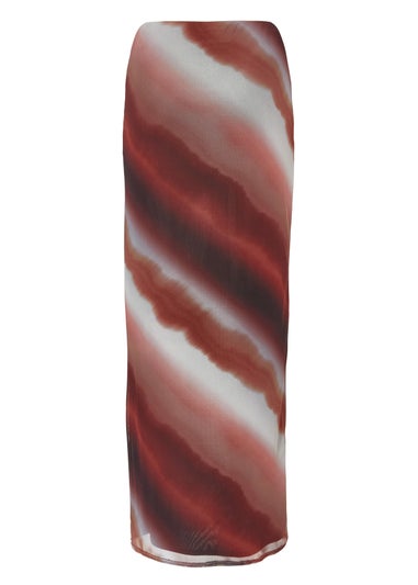 Quiz Brown Mesh Ombre Maxi Skirt