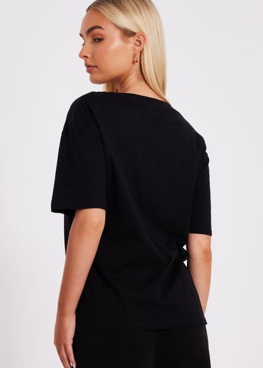 Quiz Black Print Boxy Top