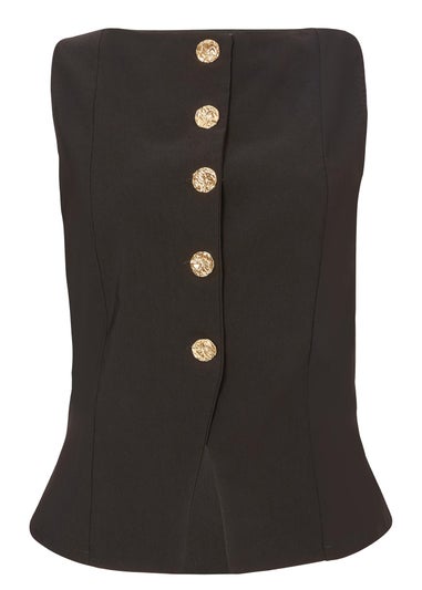 Quiz Black Button Front Waistcoat