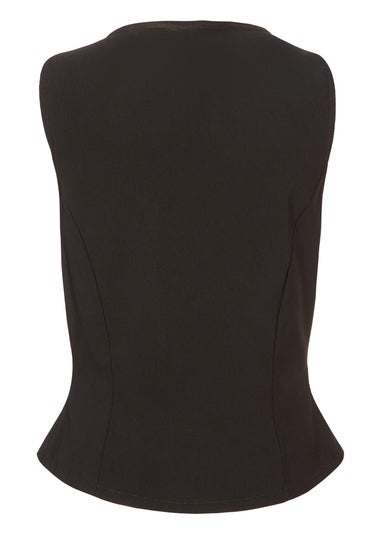 Quiz Black Button Front Waistcoat