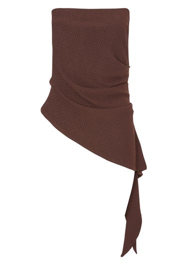 Quiz Brown Textured Bandeau Top