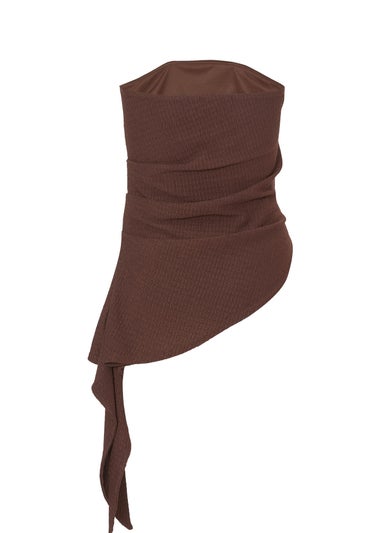 Quiz Brown Textured Bandeau Top