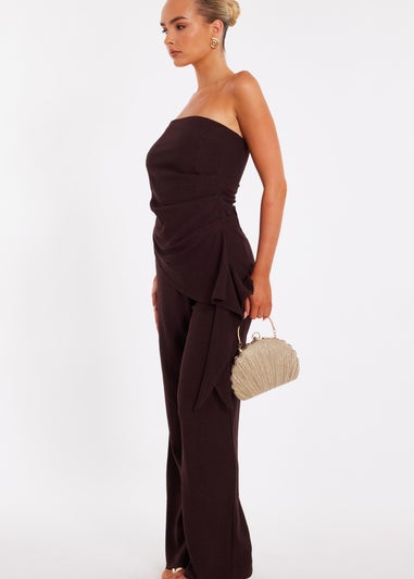 Quiz Brown Textured Bandeau Top