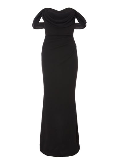 Quiz Black Chiffon Bardot Maxi Dress