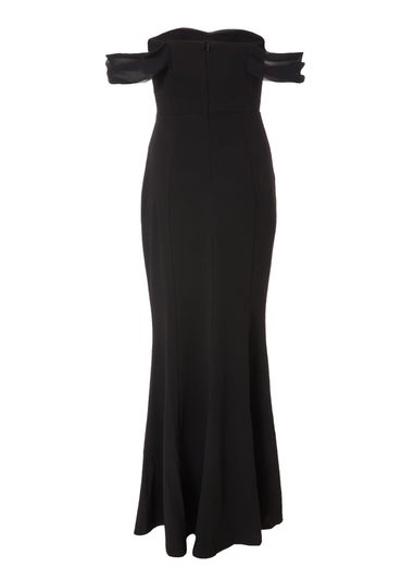 Quiz Black Chiffon Bardot Maxi Dress