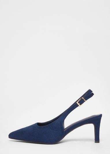 Quiz Navy Wide Fit Slingback Court Heels
