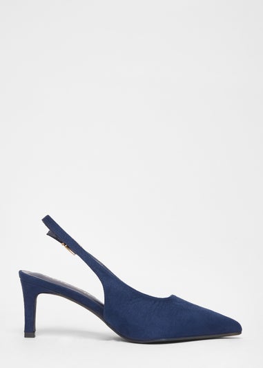 Quiz Navy Wide Fit Slingback Court Heels