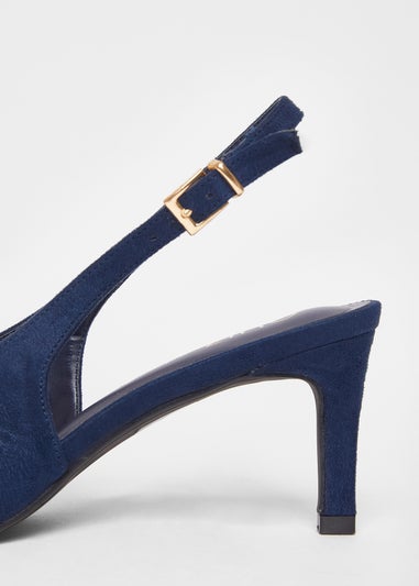 Quiz Navy Wide Fit Slingback Court Heels
