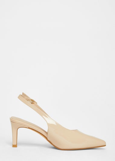Quiz Natural Wide Fit Slingback Court Heels