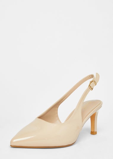 Quiz Natural Wide Fit Slingback Court Heels