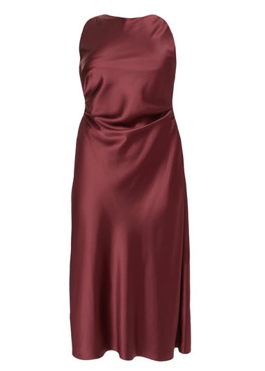 Quiz Red Curve Satin Midaxi Dress