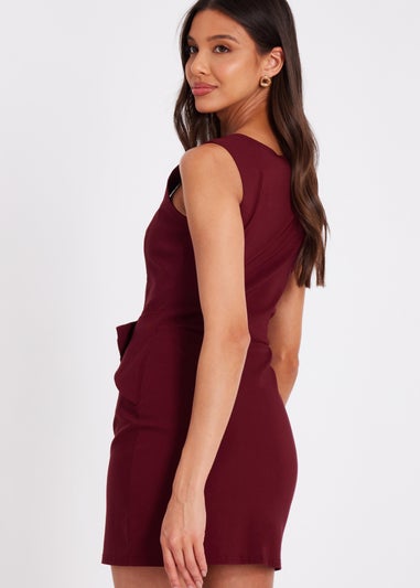 Quiz Red Square Neck Mini Dress