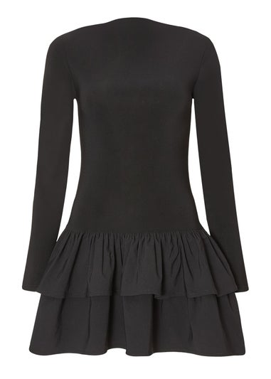 Quiz Black Frill Mini Dress