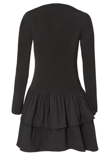 Quiz Black Frill Mini Dress