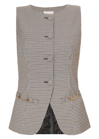Quiz Brown Checked Waistcoat