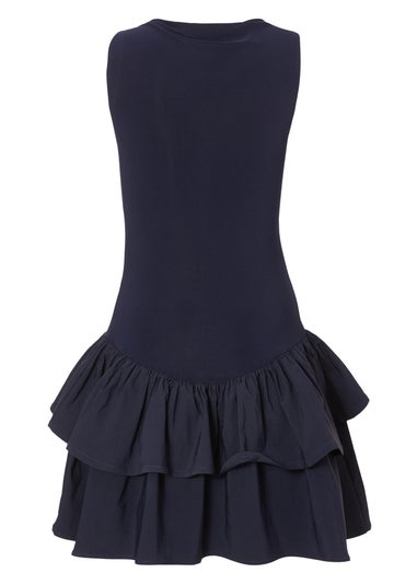 Quiz Navy Ruffle Hem Mini Dress