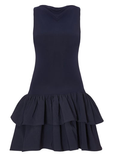 Quiz Navy Ruffle Hem Mini Dress