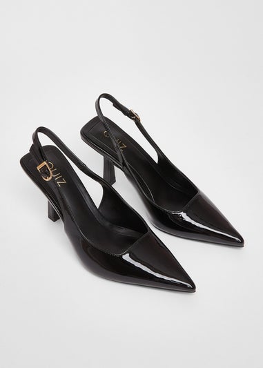 Quiz Black Patent Sling Back Court Heels