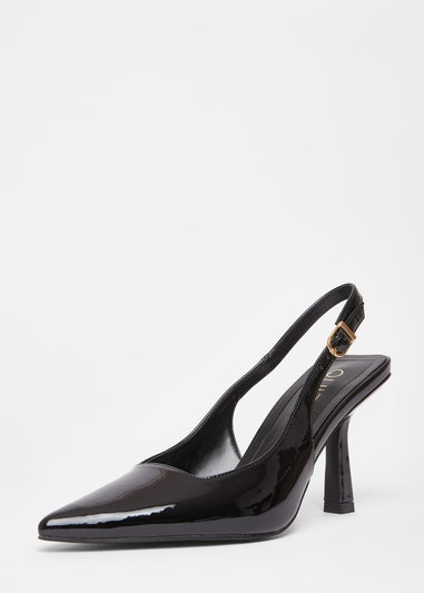 Quiz Black Patent Sling Back Court Heels