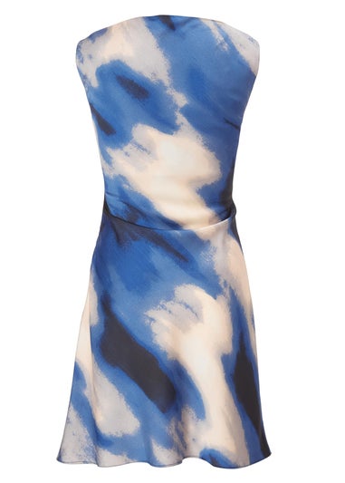 Quiz Blue Satin Marble Mini Dress