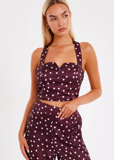 Quiz Red Polka Dot Crop Top